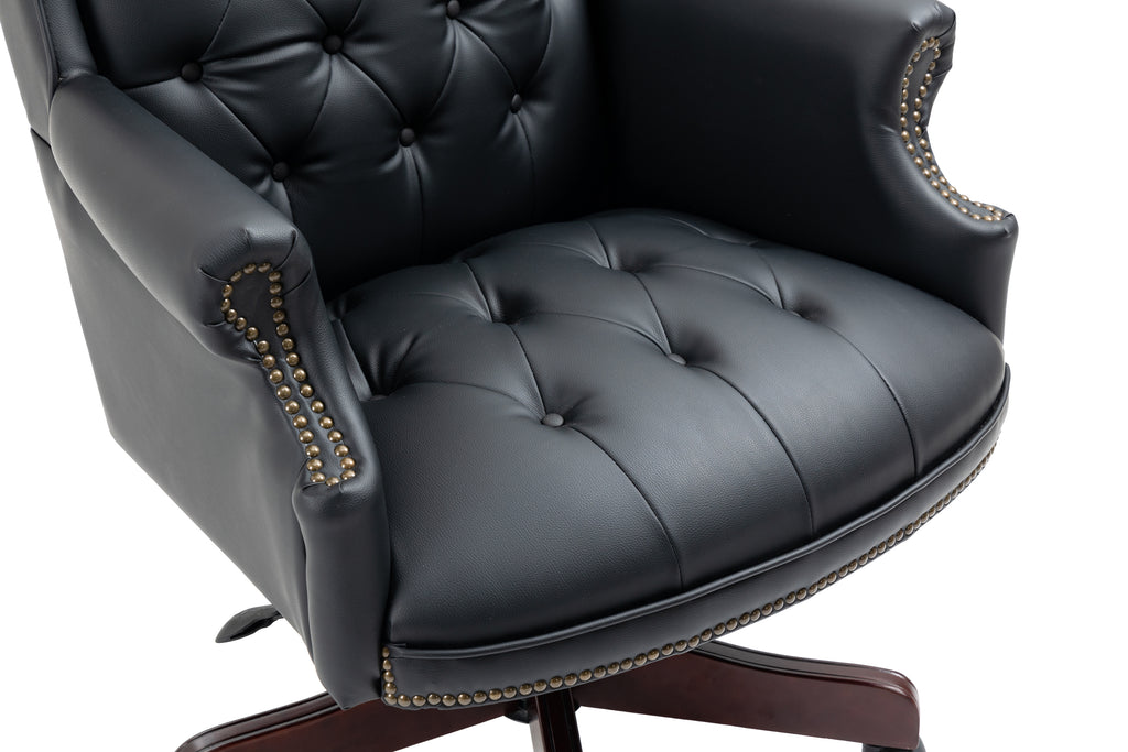 Executive Office Chair Comfortable Desk Chair - Ergonomic Design - Thick Padded Seat and Backrest - PU Leather Desk Chair wit