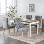 Nikki Collection Modern, High-end Tufted Solid Wood Contemporary Flax Upholstered Linen Dining Chair with Wood Legs Nailhead Trim 2-Pcs Set,Gray, SW6801GY - Grand Goldman Shop
