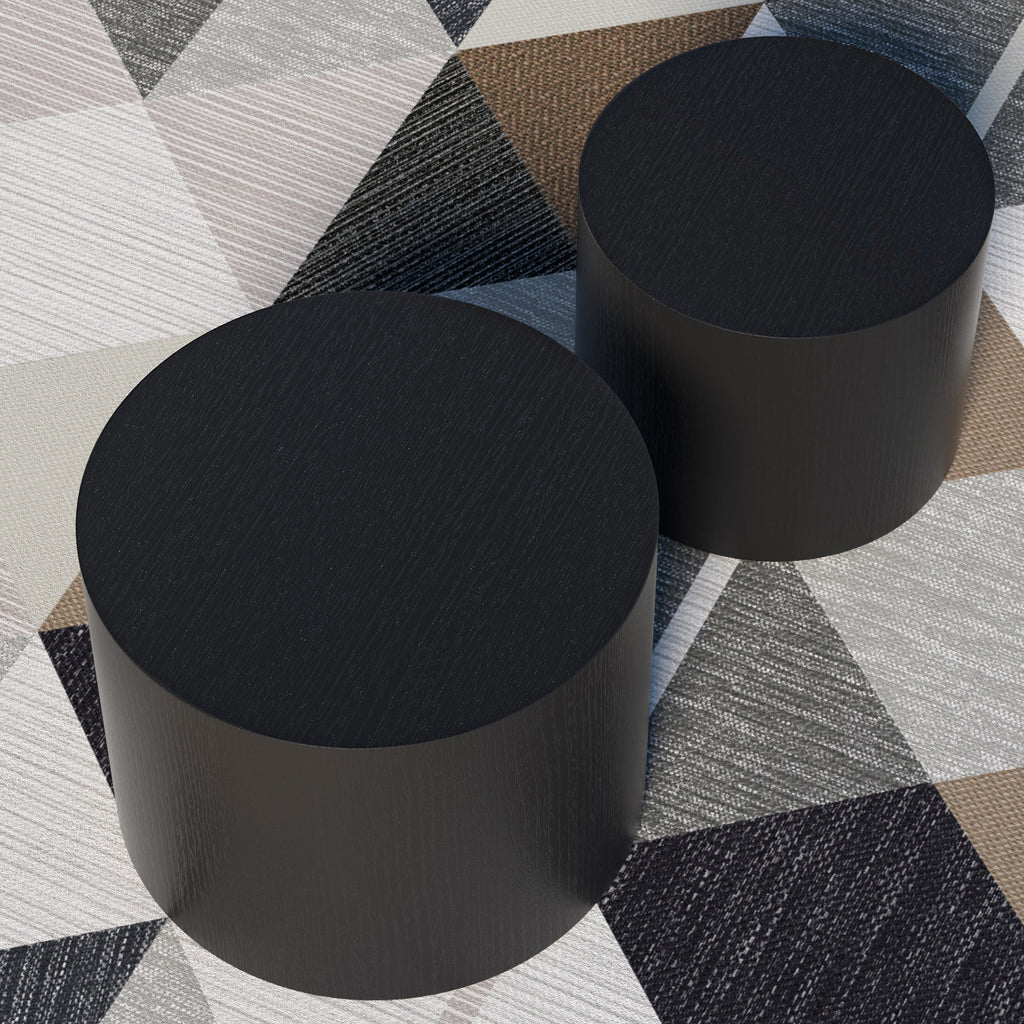 MDF with ash/oak/walnut veneer side table/coffee table/end table/nesting table set of 2 for living room,office,bedroom Black - Grand Goldman Shop