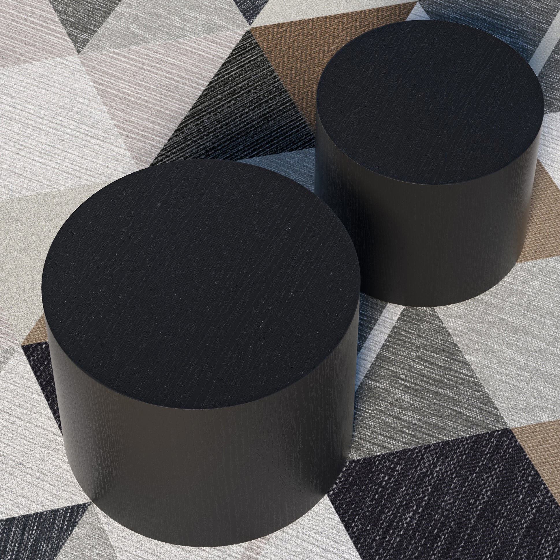 MDF with ash/oak/walnut veneer side table/coffee table/end table/nesting table set of 2 for living room,office,bedroom Black - Grand Goldman Shop