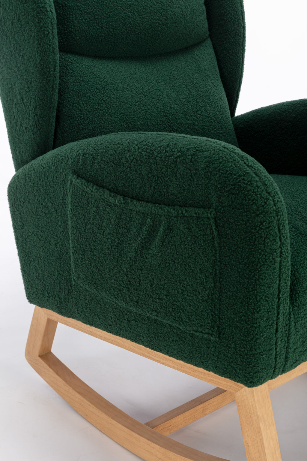 049-Teddy Fabric Rocking Chair With Packet Wood Legs,Green - Grand Goldman Shop
