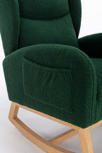 049-Teddy Fabric Rocking Chair With Packet Wood Legs,Green - Grand Goldman Shop