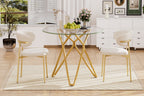 35.4-inch round tempered glass dining table, suitable for 1-4 people, space-saving small kitchen dining table, equipped with sturdy metal table legs, suitable for dining room, living room,Gold - Grand Goldman Shop