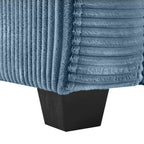 Navy Blue Corduroy Sleeper Sofa Loveseat with Full Size Mattress, USB Ports, Cup Holders, Side Pockets and Phone Holder - Grand Goldman Shop