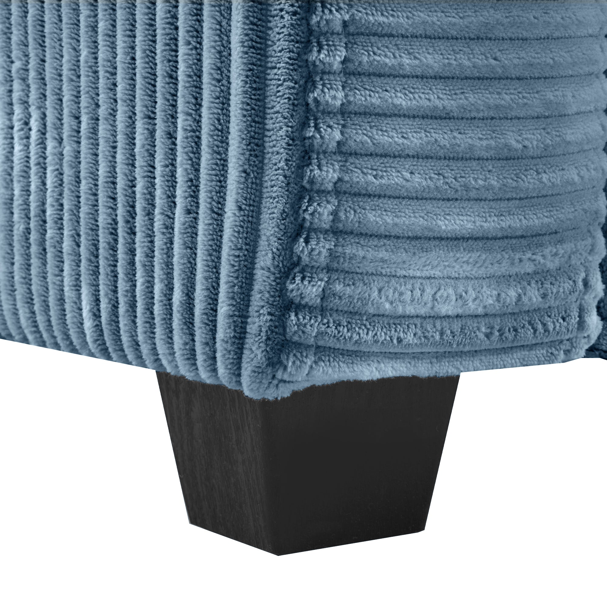 Navy Blue Corduroy Sleeper Sofa Loveseat with Full Size Mattress, USB Ports, Cup Holders, Side Pockets and Phone Holder - Grand Goldman Shop