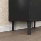 Tempered Glass Door Tall Storage Bookcase with adjustable board, 4 doors MDF painting finished cabinet, Black, Living room Bedroom storage - Grand Goldman Shop