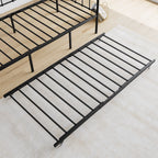 Twin Size Metal Daybed Frame with Trundle, Heavy Duty Steel Slat Support Sofa Bed Platform with Headboard, No Box Spring Needed, Black - Grand Goldman Shop