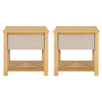 Modern King Bed Frame Set with 2 Nightstands, Beige Wood Platform Bed with Headboard and Matching Bedside Tables for Bedroom - Grand Goldman Shop