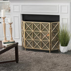 Margaret 3-Panel Fireplace Screen Iron Black/Gold - Grand Goldman Shop