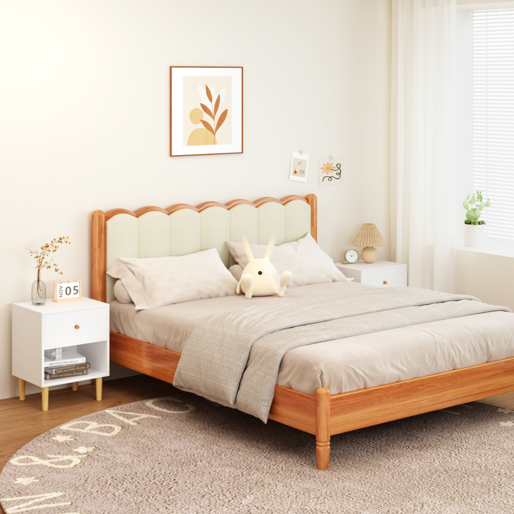23.22''H White MDF Wooden Nightstand with One Drawer and One Shelf for Kids and Adults - Grand Goldman Shop