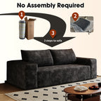 71' 3Setaser Sofa,Corduroy Fabric,Deep Seat Couches,Comfy Loveseat Sofa,No Assembly,1pcs for Living room, Bedroom,Conference room ,Apartment,Black - Grand Goldman Shop