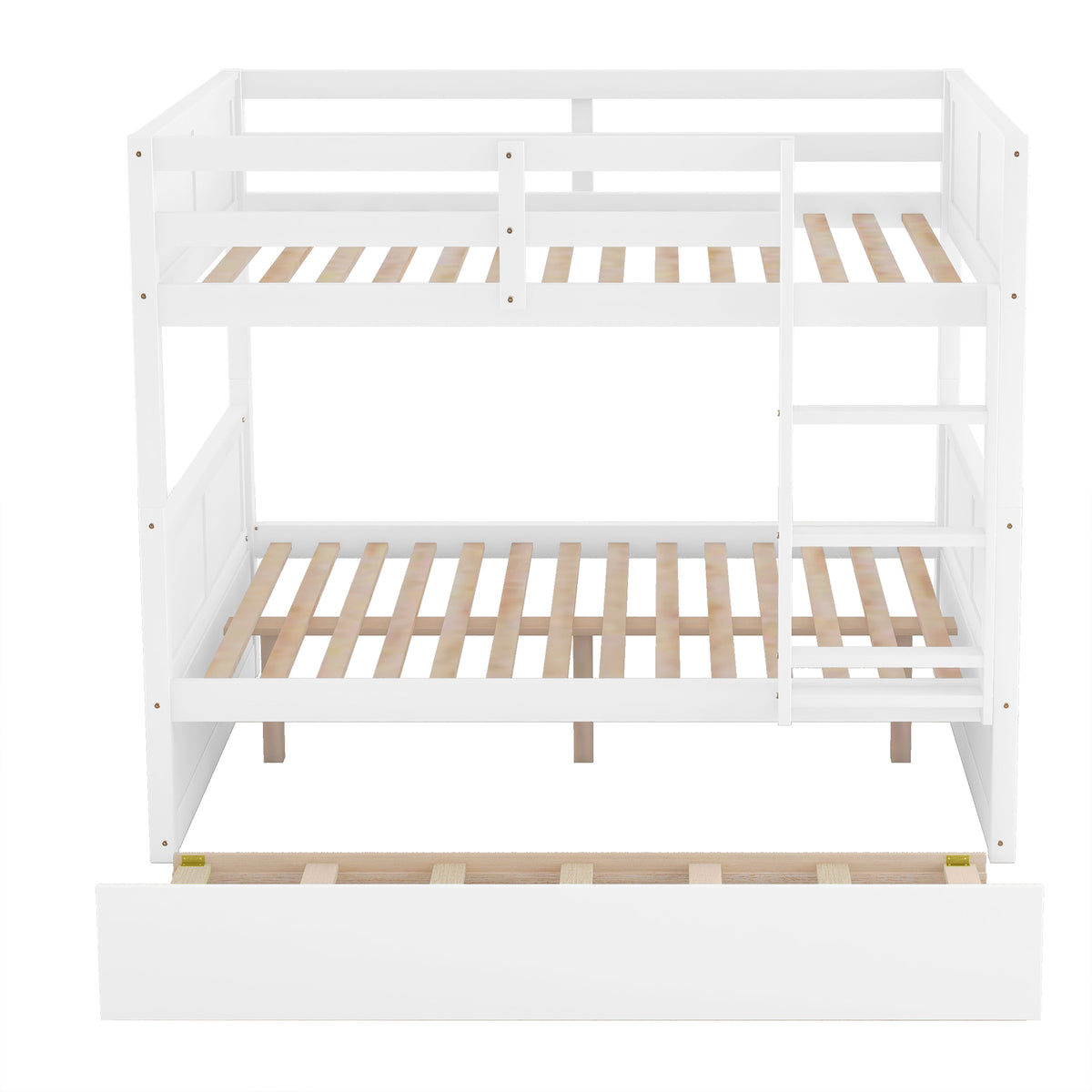 Brawnson Full over Full Bunk Bed with Twin Trundle, White - Grand Goldman Shop