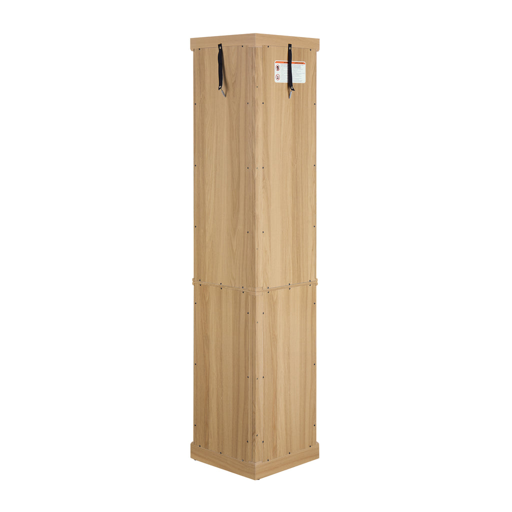 Corner Glass Cabinet Lighted Curio Cabinet Corner Display Case for Living Room, Curio Cabinet, Antique collection, Wine,Bar Glass Storage Light Included, Light oak - Grand Goldman Shop