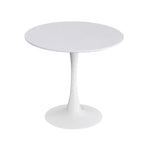 White Round Table, Modern Dining Table, MDF Top and Steel Base Tulip Round Kitchen Table, Mid Century Coffee Table for Living Room 24 Inch, Oval Dining Table - Grand Goldman Shop