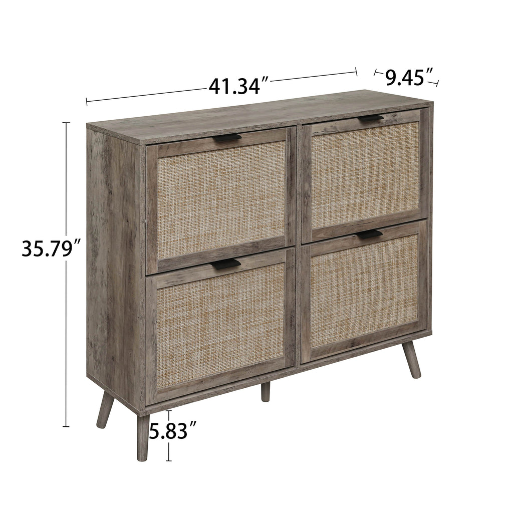 4 Door Shoe Rack, Freestanding Modern Shoe Storage Cabinet, for Entryway - Grand Goldman Shop