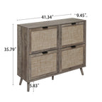 4 Door Shoe Rack, Freestanding Modern Shoe Storage Cabinet, for Entryway - Grand Goldman Shop
