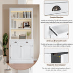 83.4'Tall Bookshelf with 3 pieces LED Lighting, Modern Bookcase with 2 Doors and 1 Drawer,Storage Bookcase with Open Shelves for Living Room,Home Office,White - Grand Goldman Shop