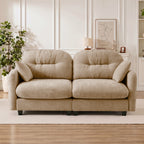 Loveseat Cloud Sectional Couches Chenille Fabric,Quilted Pleated Design, Ergonomic Design,High-Density Foam Easy Install Elegant Armrests High Quality Wooden Base,Fits Living Rooms,Camel - Grand Goldman Shop