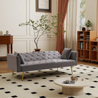 Modern convertible 72 inch foldable sleeper sofa with tufted, American retro style, made of gray velvet material, suitable for small living rooms, bedrooms and offices. gray color - Grand Goldman Shop