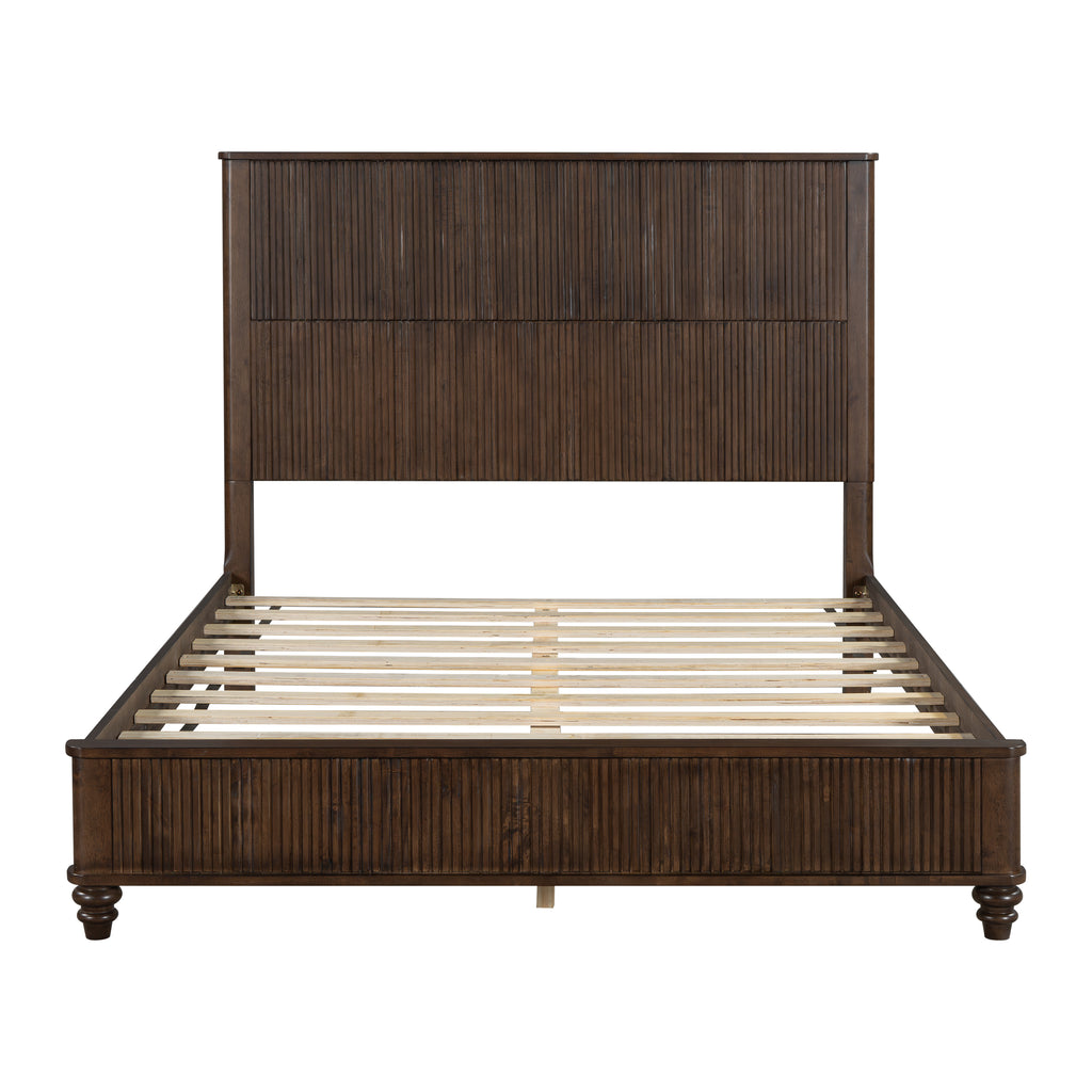 3-Piece Bedroom Set with Queen Bed and 2 Nightstands, Walnut Brown - Grand Goldman Shop