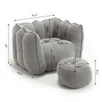 Soft Chenille Bean Bag Chair with High Resilient Foam for Living Room and Bedroom, Comfortable Square Lazy Sofa with Footstool for Adults - Grand Goldman Shop