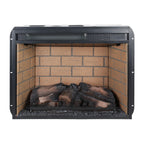 Vintage Infrared Quartz Heater Fireplace Insert with Realistic Logs, Brick Design, Antique Black, Tempered Glass, 23 Inch - Grand Goldman Shop