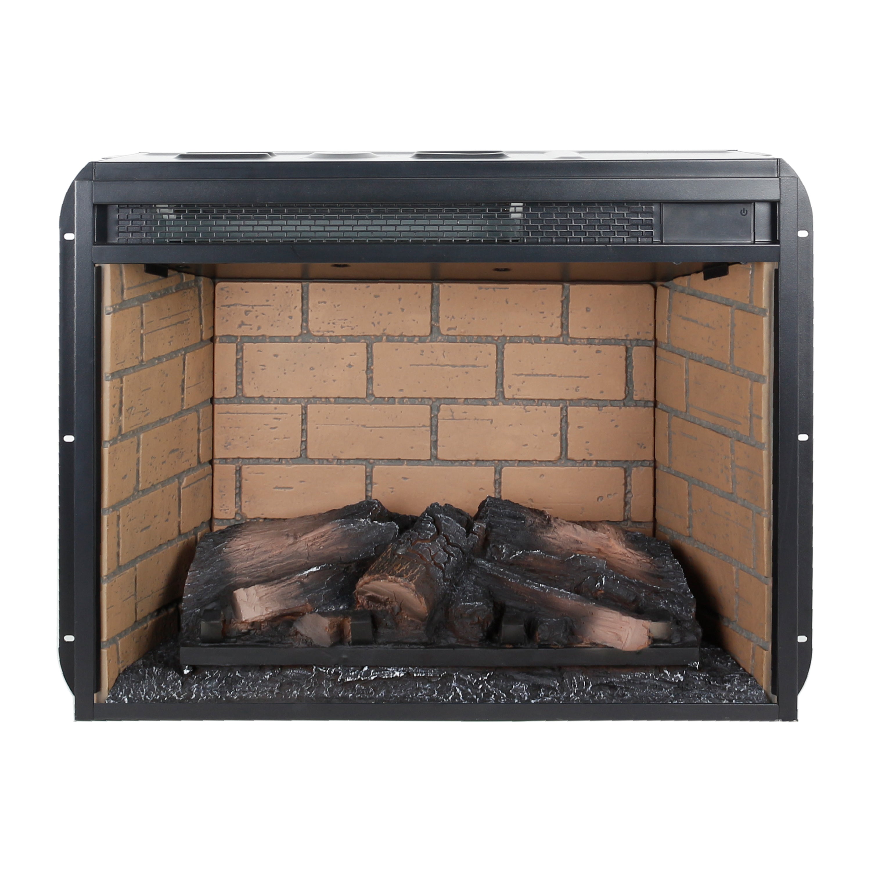 Vintage Infrared Quartz Heater Fireplace Insert with Realistic Logs, Brick Design, Antique Black, Tempered Glass, 23 Inch - Grand Goldman Shop
