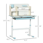 Wooden Kids Study Desk, Height Adjustable Children School Study Table, Student Writing Desk with Tilt Desktop, Drawer, Storag