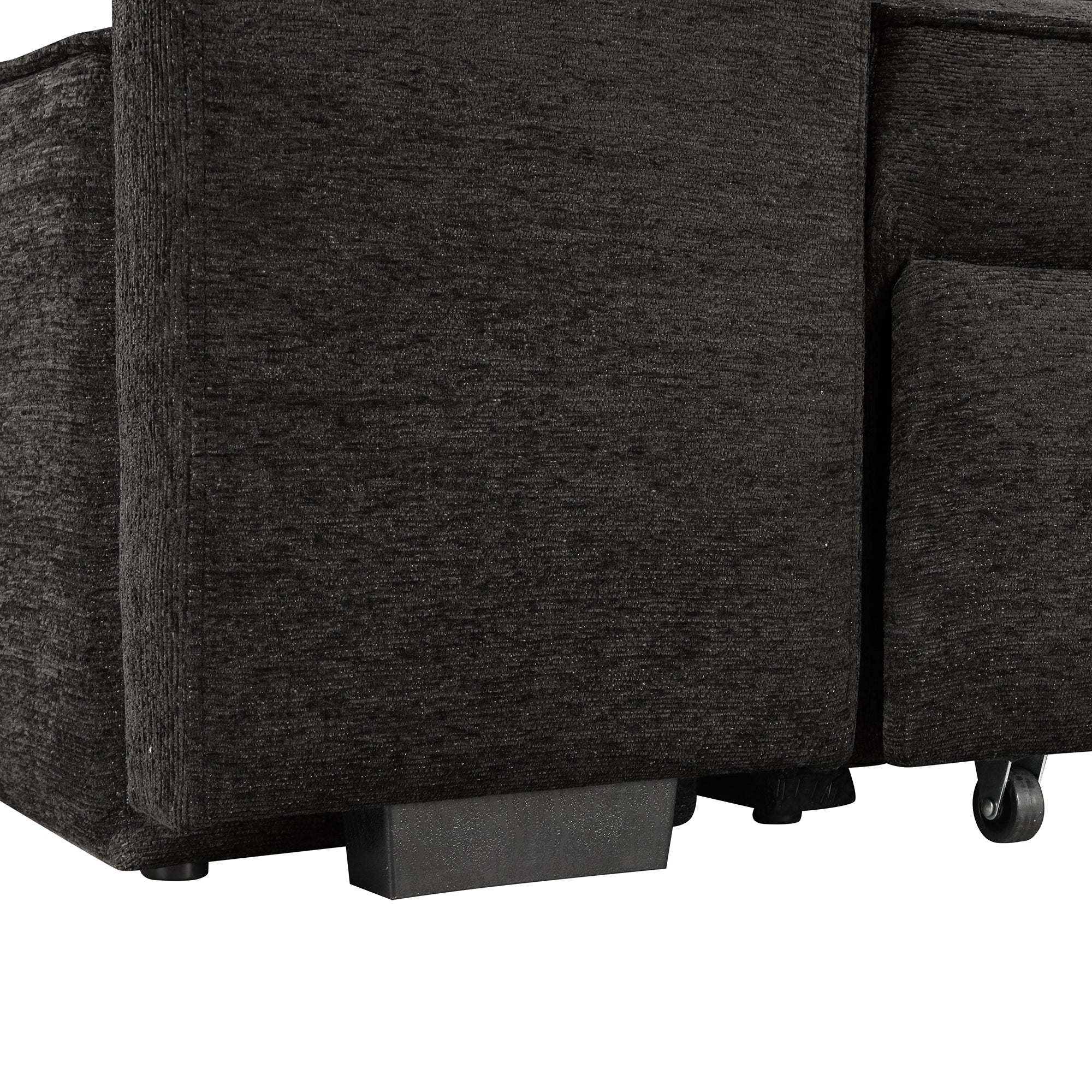 Modern L-Shape 3 Seat Reversible Sectional Couch with Pull Out Sleeper Sofa, Storage Chaise, 2 Stools, Charcoal Grey, Linen Chenille - Grand Goldman Shop