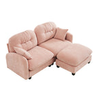 Cloud Sectional L-Shaped Couch With Ottoman,Soft Chenille Fabric,Quilted Pleated Design High-Density Foam,Fits Bedrooms Living Rooms Reading Nooks,Pink - Grand Goldman Shop