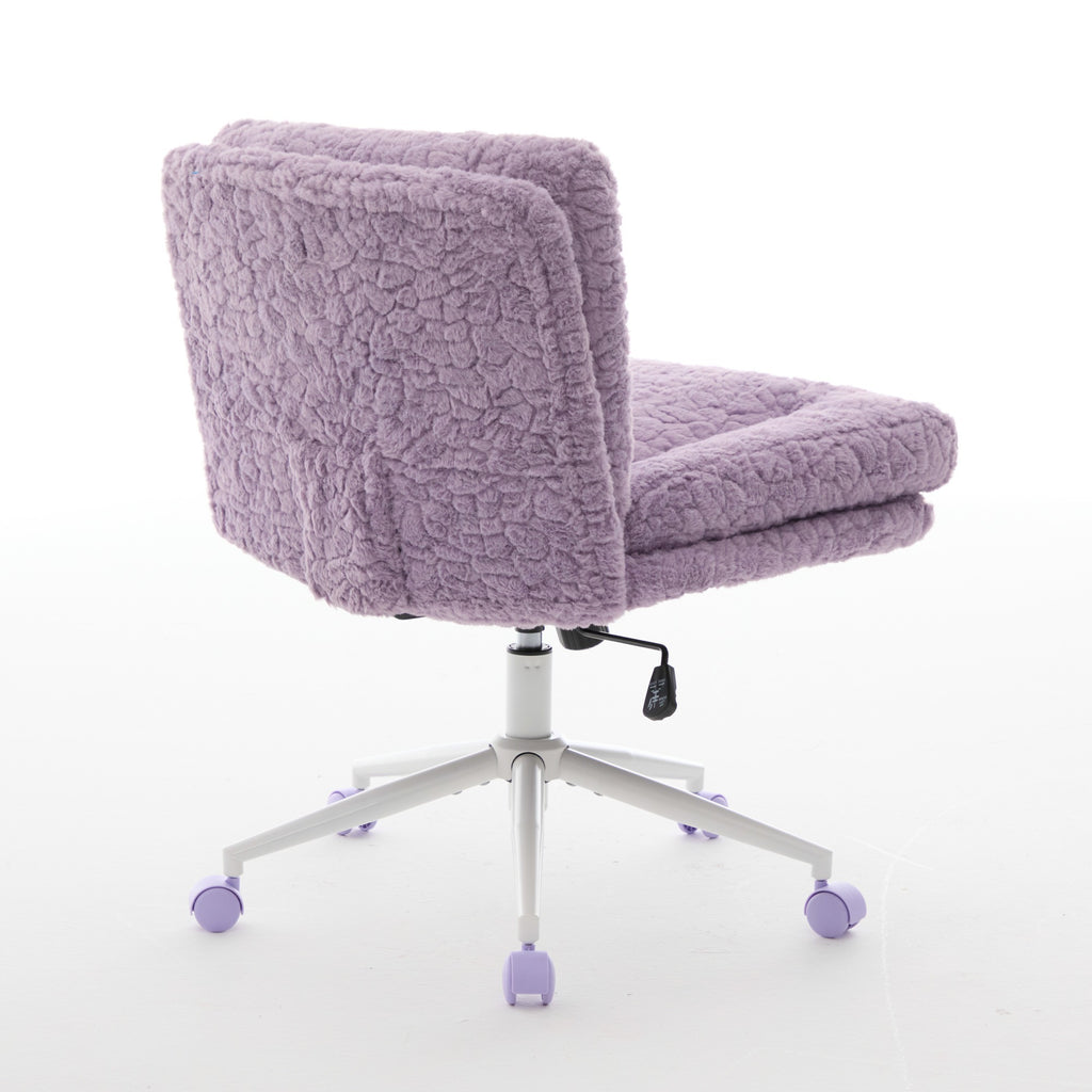 W26.4 inch Wider seat Office Chair,Artificial rabbit hair Home Office Chair with Metal Base,Adjustable Desk Chair Swivel Offi
