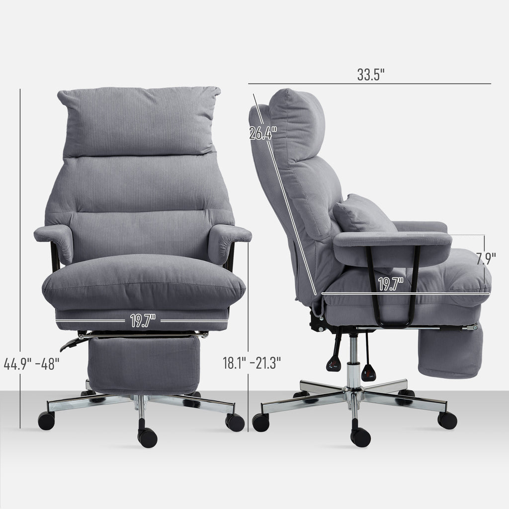 Overstuffed Office Chair with Lumbar Support , Gray - Grand Goldman