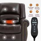 Power Lift Recliner Chair Heat Massage Dual Motor Infinite Position Up to 350 LBS, Genuine Leather, Heavy Duty Motion Mechanism with USB Ports, Brown - Grand Goldman Shop
