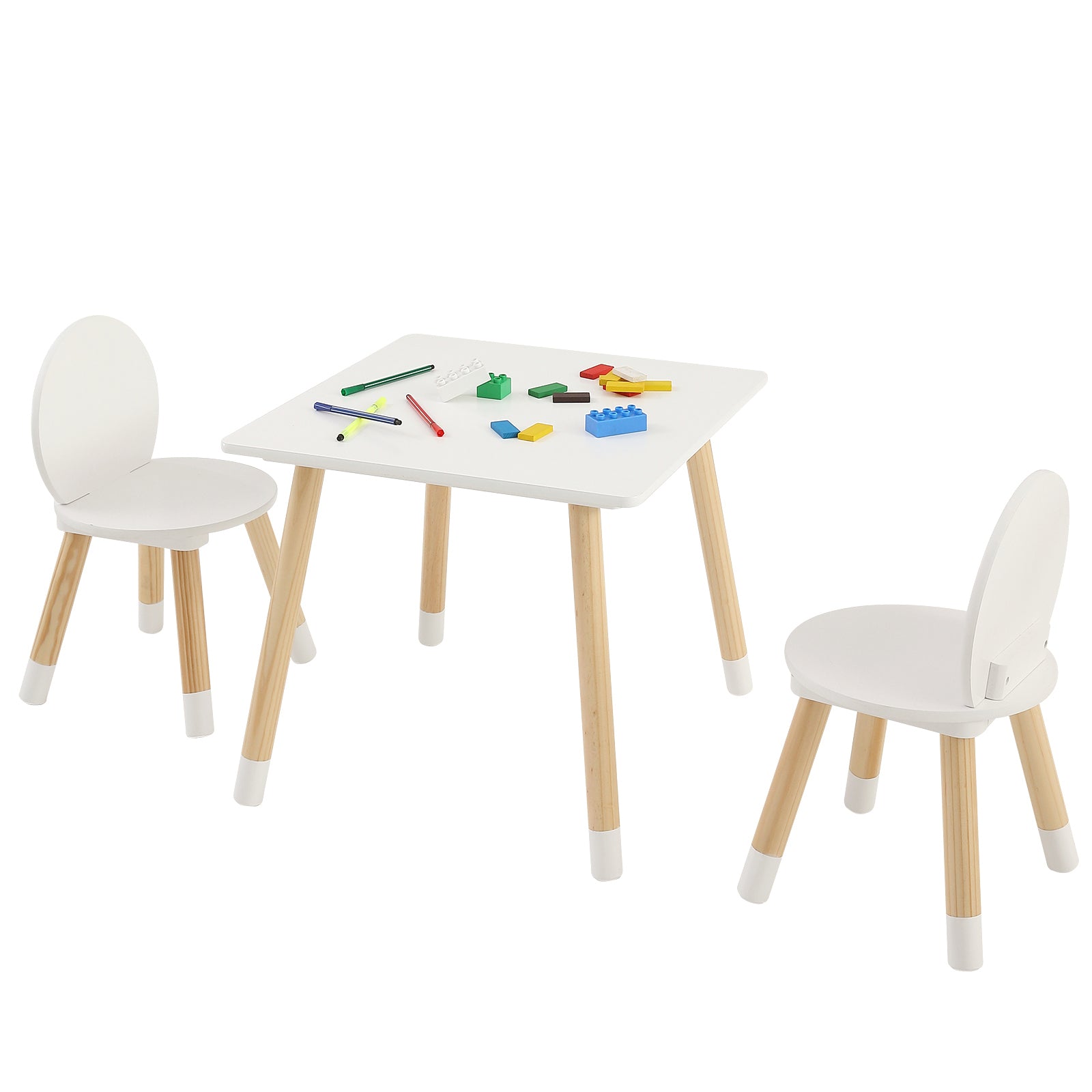 Kids Table and 2 Chairs Set, Toddler Table and Chair Set, Children Multi-Activity Table for Art, Craft, Reading, Learning, 1 