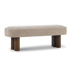 Indoor Khaki Boucle Dining Bench with Walnut Color Legs, 51.57'L Upholstered Seating for Kitchen, Dining Room and Living Space,250lbs Capacity - Grand Goldman Shop
