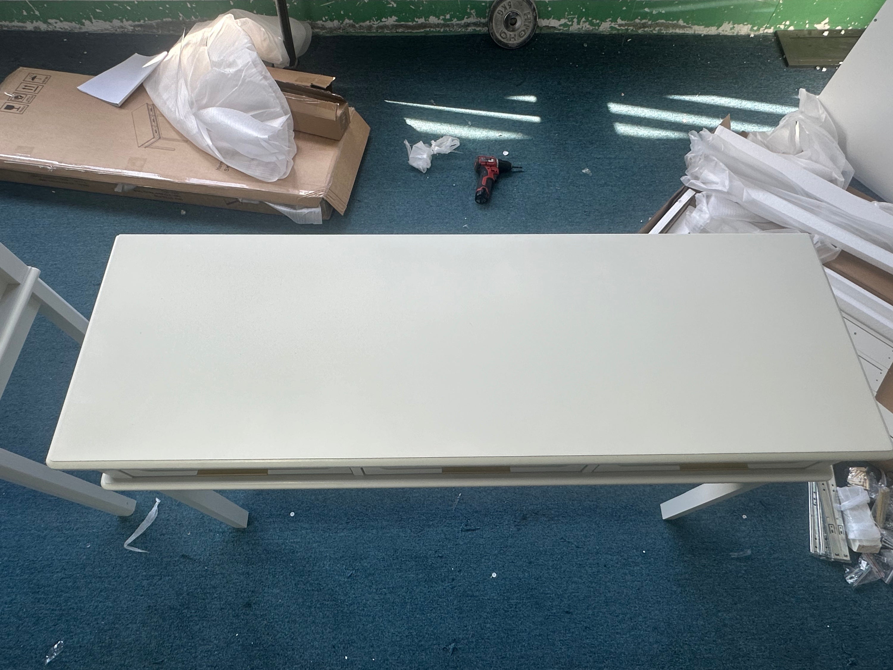 Cream White Vanity Desk with 3 Drawers, Modern Makeup Table or Writing Desk, Multipurpose Dressing Table for Bedroom, No Mirror Included - Grand Goldman Shop