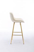26 Inch Set of 2 Bar Stools,with Chrome Footrest Velvet Fabric Counter Stool Golden Leg Simple Bar Stool,CREAM - Grand Goldman Shop
