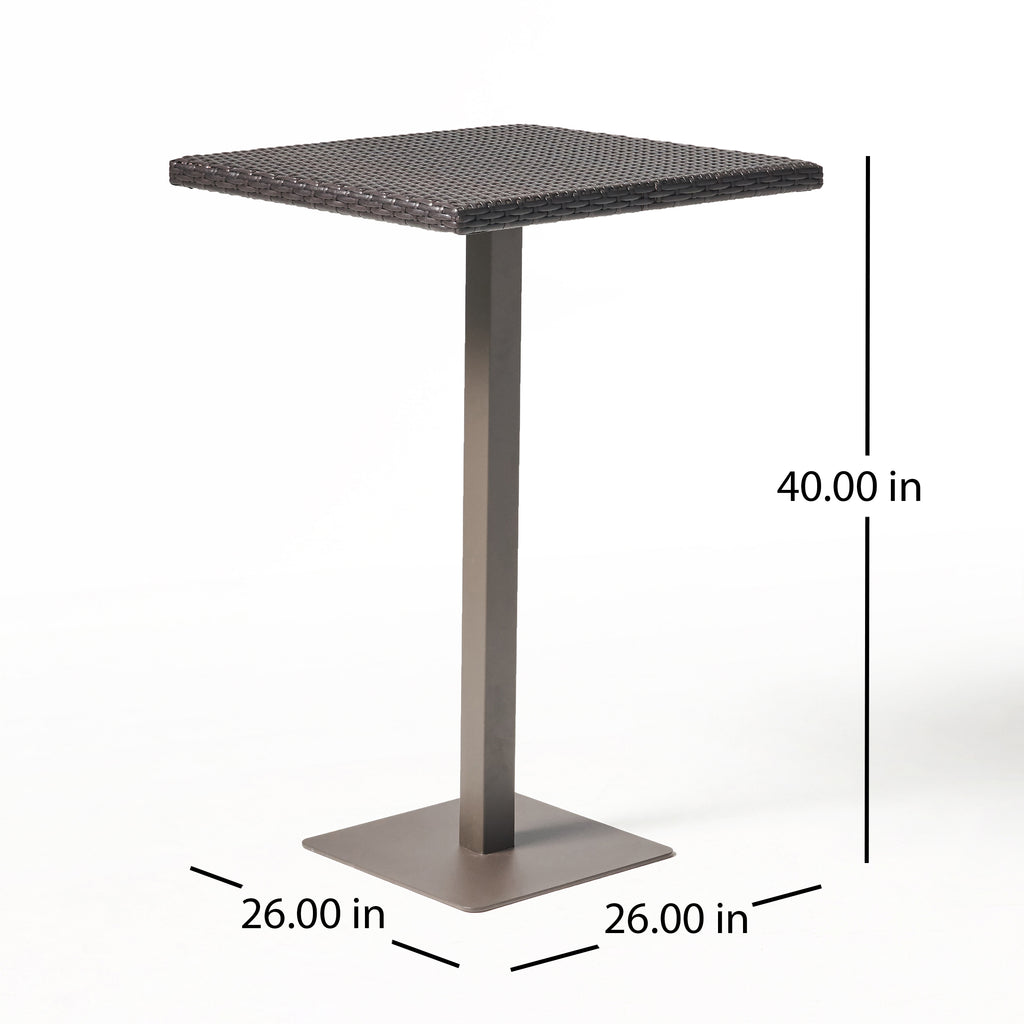Outdoor 26' x 26' Square PE Rattan Bar Table with Iron Frame, Multibrown - Grand Goldman Shop