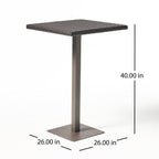 Outdoor 26' x 26' Square PE Rattan Bar Table with Iron Frame, Multibrown - Grand Goldman Shop
