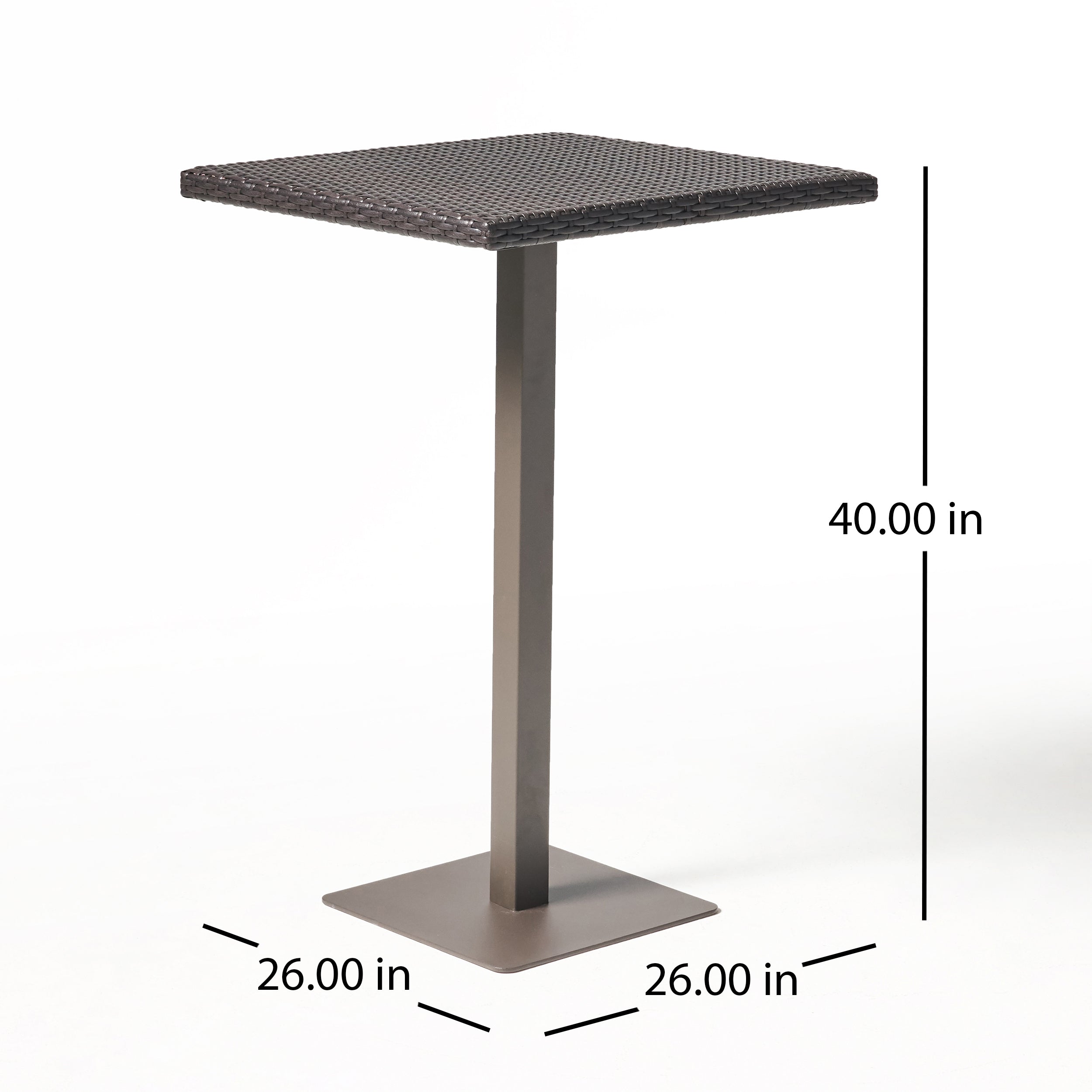 Outdoor 26' x 26' Square PE Rattan Bar Table with Iron Frame, Multibrown - Grand Goldman Shop
