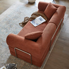 78.8' Compression Sofa,Convertible Floor Sofa Bed-with Pillow Back Support Armrest,Comfy Futon Couch Sleeper Bed,Loveseats Boneless Modular Sectional Sofa,Corduroy fabric,for Living Room,Bedroom,Brown - Grand Goldman Shop