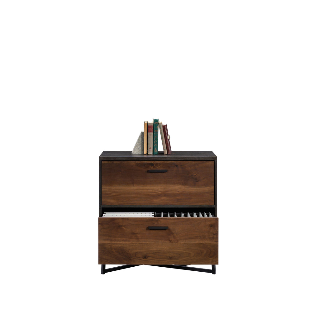 Lateral File with Modern Design, Dark Walnut finish - Grand Goldman