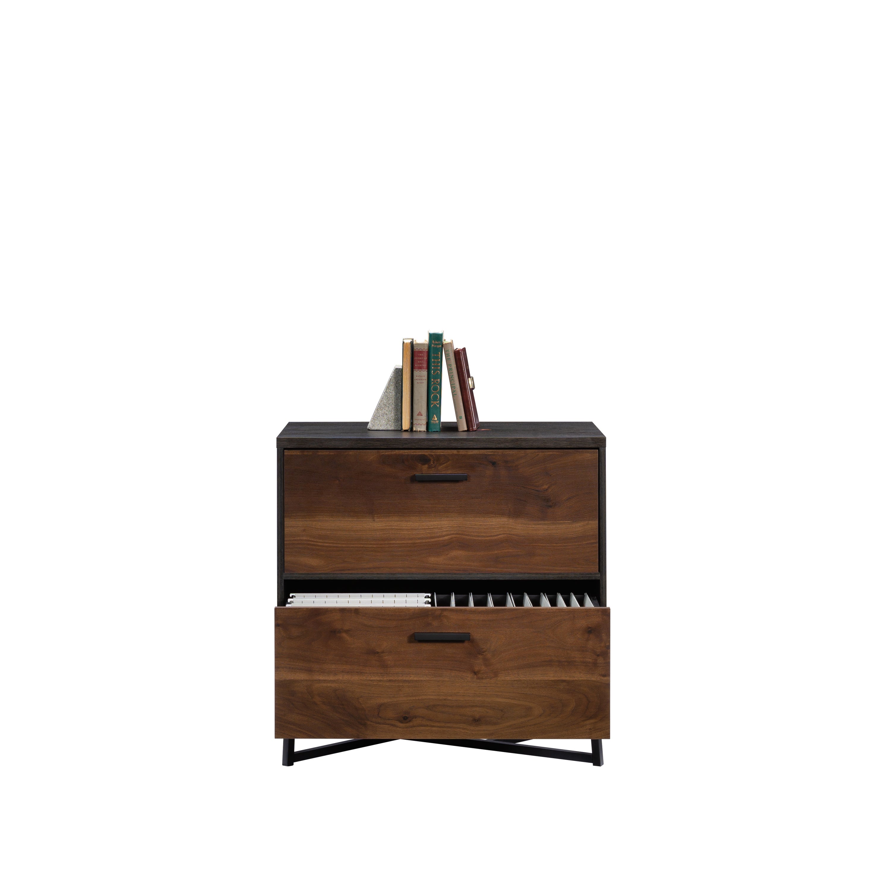 Lateral File with Modern Design, Dark Walnut finish - Grand Goldman