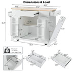 K&K Fluted Kitchen Island with Trash Can Storage Cabinet, Power Outlet, Internal Storage Rack, Rolling Kitchen Islands on 5 Wheels with 3 Drawer, 3 Open Side Racks for 10 Gallon Garbage Bin, White - Grand Goldman Shop