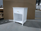 26.77''H White Wooden Nightstand with One Drawer and Shelf, Golden Handle, MDF Construction for Kids and Adults - Grand Goldman Shop