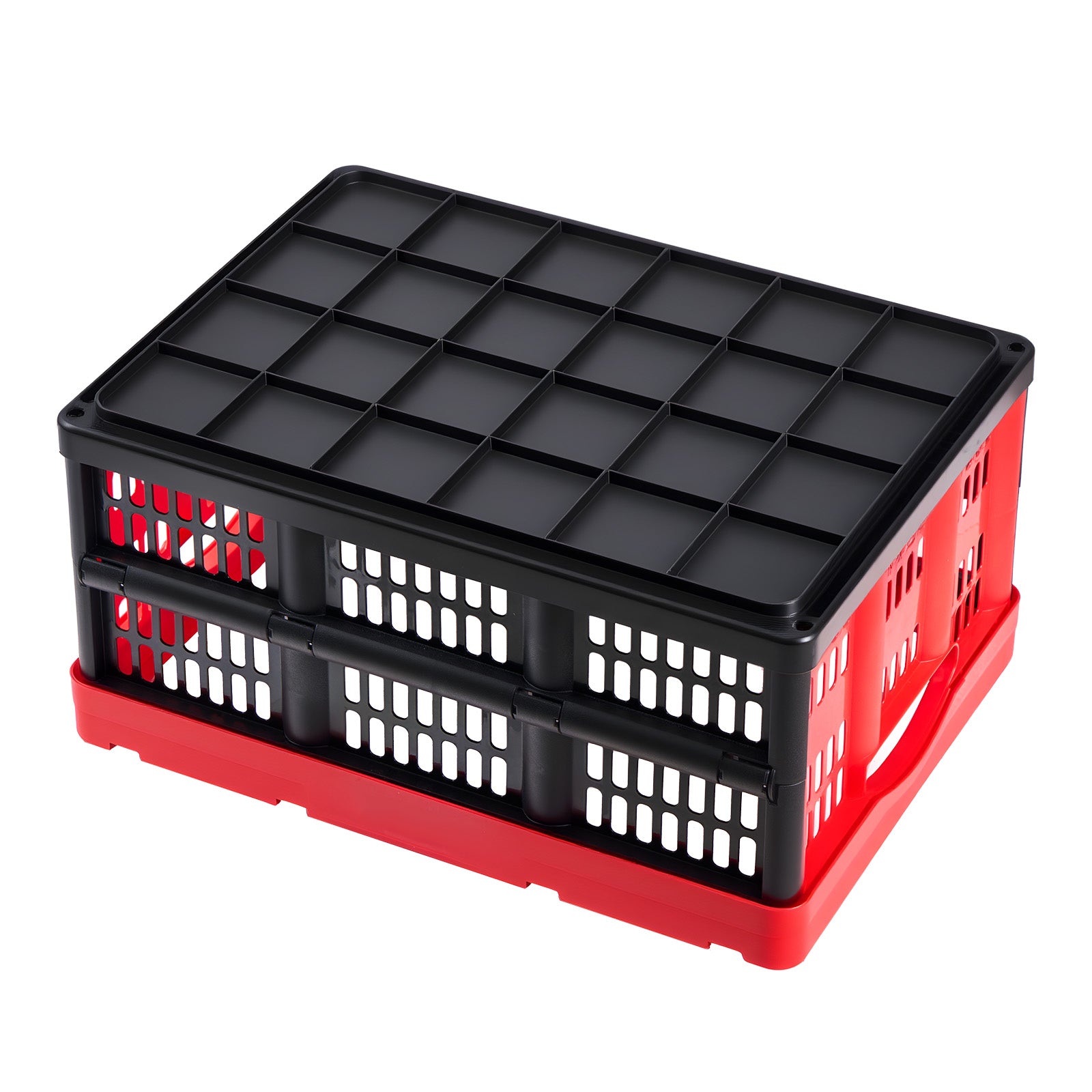 Plastic Collapsible Storage Bins, 32L 3 Packs, Stackable Folding Storage Crates with Handles, Holds 26 lbs Per Bin, Foldable Heavy Duty Containers, Space-Saving Baskets, for Home Organizing - Grand Goldman Shop