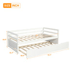 White Twin Daybed with Trundle Frame Set, Pine Wood and MDF, 76''L x 41.7''W x 25.9''H - Grand Goldman Shop