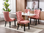 Nikki Collection Modern, High-end Tufted Solid Wood Contemporary Velvet Upholstered Dining Chair with Wood Legs Nailhead Trim 2-Pcs Set,Pink, SW2001PK - Grand Goldman Shop