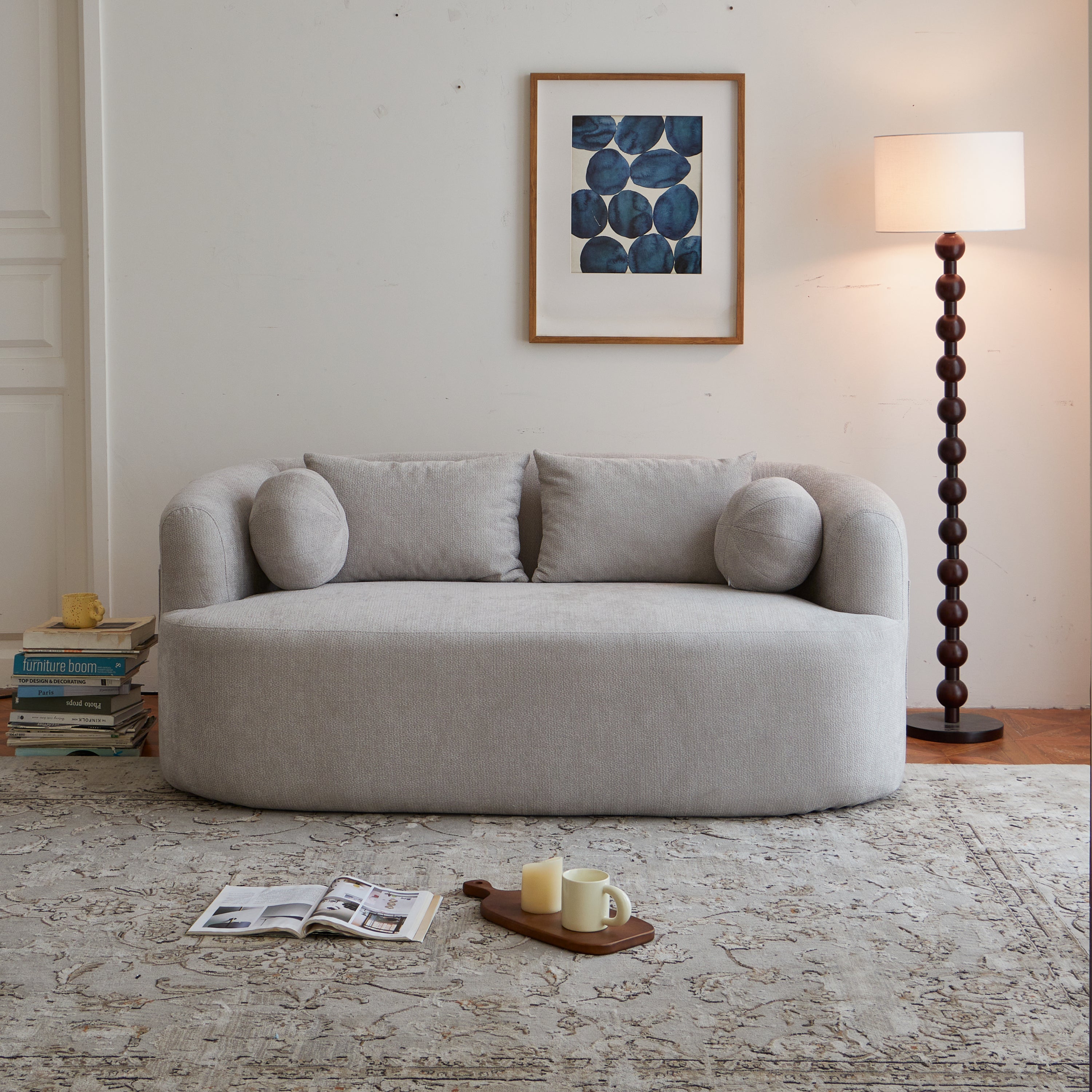 Sofa-in-a-Box, Memory Foam 2-Seater Couch, No Installation & Easy to Transport, Deep Seat Modern Sofa with chenille Fabric, Couch for Living Room, Bedroom, Apartment, Home Office,Gray - Grand Goldman Shop