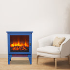18 inch Freestanding Electric Fireplace Stove heater with 3D Flame effect,Classic Blue - Grand Goldman Shop